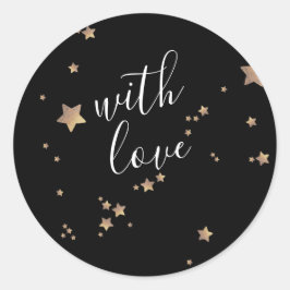 Modern Star Black Onyx Happy Holiday Ronde Sticker