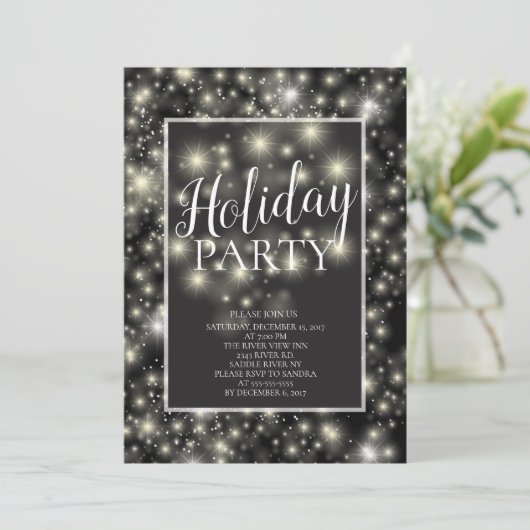 Modern Star Burst Holiday Party Uitnodiging (Staand voorkant)