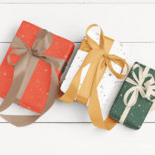 Modern Star Cherry Green White KerstHappy Inpakpapier Vel