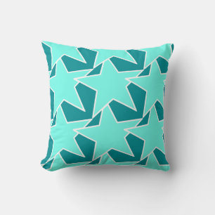 Modern Star Geometric - Aqua en turquoise Kussen