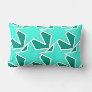 Modern Star Geometric - Aqua en turquoise Kussen