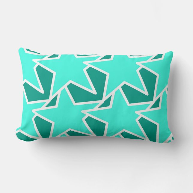 Modern Star Geometric - Aqua en turquoise Kussen (Voorkant)