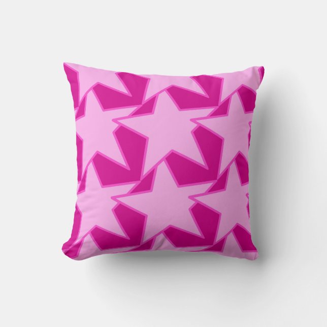 Modern Star Geometric - bleek roze en fuchsia Kussen (Voorkant)