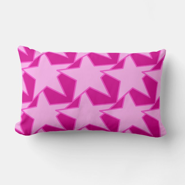 Modern Star Geometric - bleek roze en fuchsia Kussen (Voorkant)