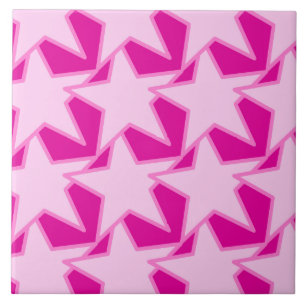 Modern Star Geometric - bleek roze en fuchsia Tegeltje