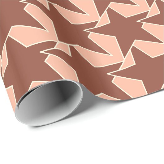 Modern Star Geometric - cacaobruin en perzik Cadeaupapier (Rol Hoek)