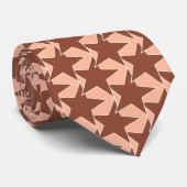 Modern Star Geometric - cacaobruin en perzik Stropdas (Opgerold)