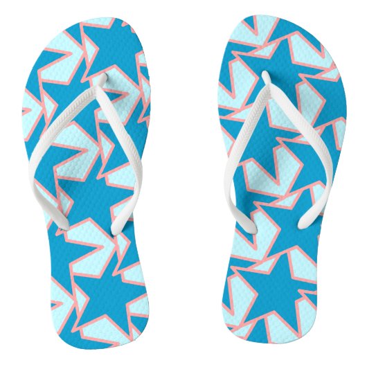 Modern Star Geometric - cerulean and sky blue Teenslippers (Voetbed)