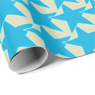 Modern Star Geometric - cerulean blue en tan Cadeaupapier