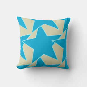 Modern Star Geometric - cerulean blue en tan Kussen
