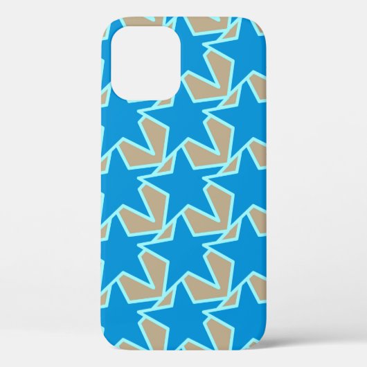 Modern Star Geometric, Cerulean Blue en Taupe Tan Case-Mate iPhone Case (Achterkant)