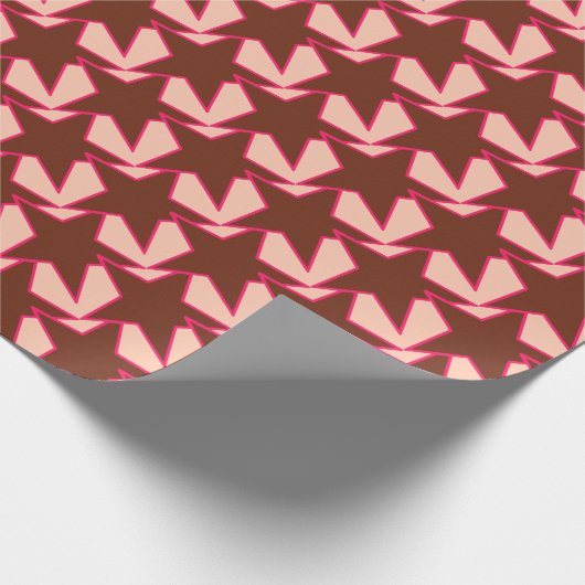 Modern Star Geometric - chocolade en perziken Cadeaupapier (Hoek)