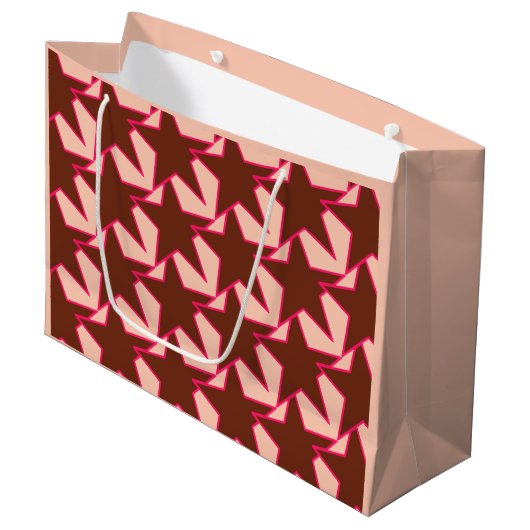 Modern Star Geometric - chocolade en perziken Groot Cadeauzakje (Voorkant Gekanteld)