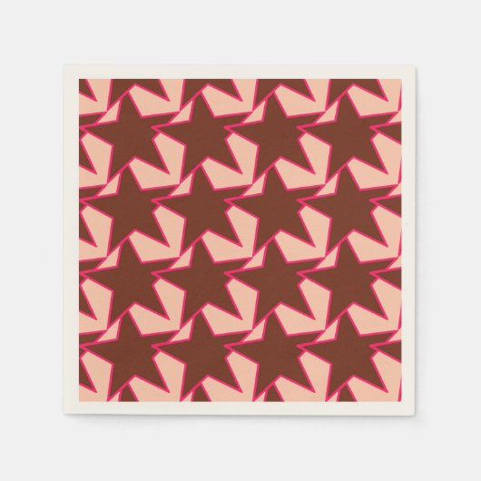 Modern Star Geometric - chocolade en perziken Servetten (Voorkant)