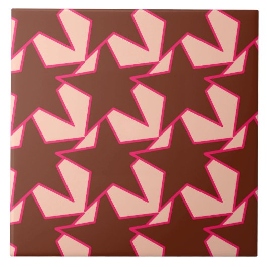 Modern Star Geometric - chocolade en perziken Tegeltje (Voorkant)