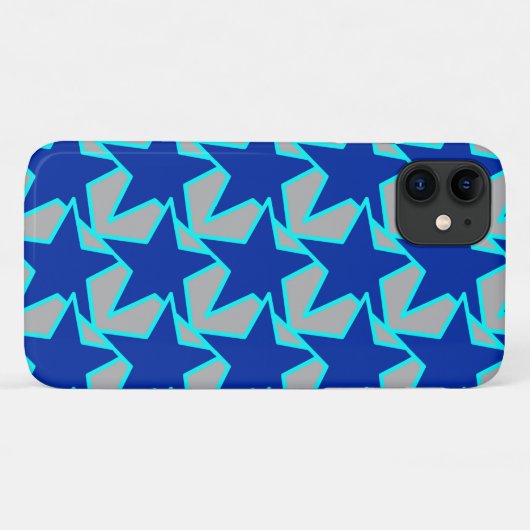 Modern Star Geometric Cobalt Blue en Grey Case-Mate iPhone Case (Achterkant (horizontaal))