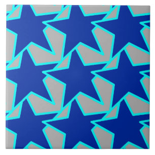 Modern Star Geometric Cobalt Blue en Grey Tegeltje