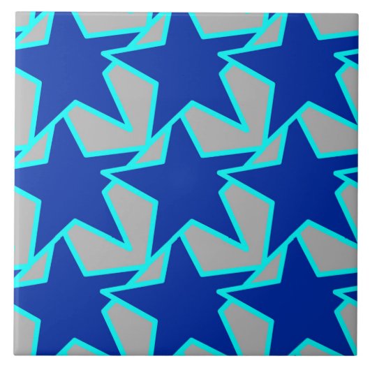 Modern Star Geometric Cobalt Blue en Grey Tegeltje (Voorkant)