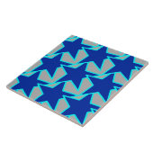 Modern Star Geometric Cobalt Blue en Grey Tegeltje (Zijkant)