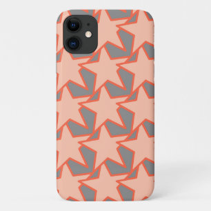 Modern Star Geometric, Coral Oranje en Grey Case-Mate iPhone Case