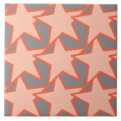 Modern Star Geometric, Coral Oranje en Grey Tegeltje (Voorkant)