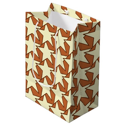 Modern Star Geometric - crème en kamelan Medium Cadeauzakje (Voorkant Gekanteld)