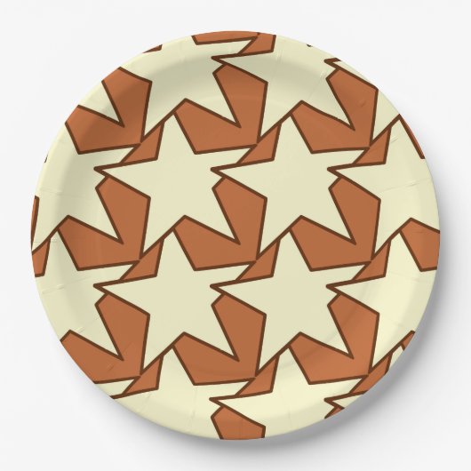Modern Star Geometric - crème en kamelan Papieren Bordje (Voorkant)