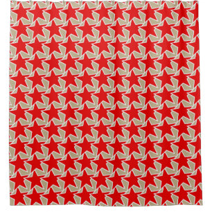 Modern Star Geometric - diep rood en taupe Douchegordijn