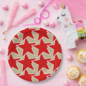 Modern Star Geometric - diep rood en taupe Papieren Bordje (Feest)