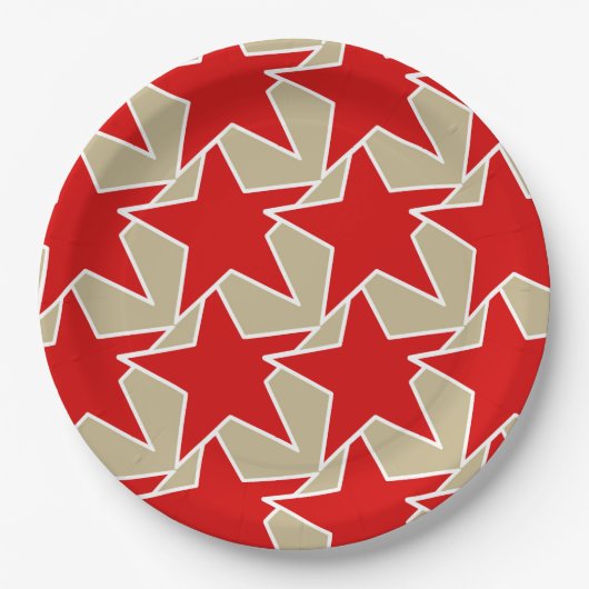 Modern Star Geometric - diep rood en taupe Papieren Bordje (Voorkant)