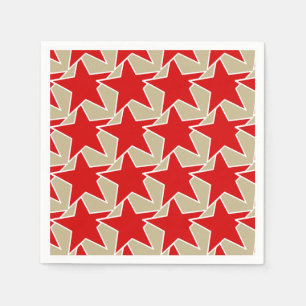 Modern Star Geometric - diep rood en taupe Servetten