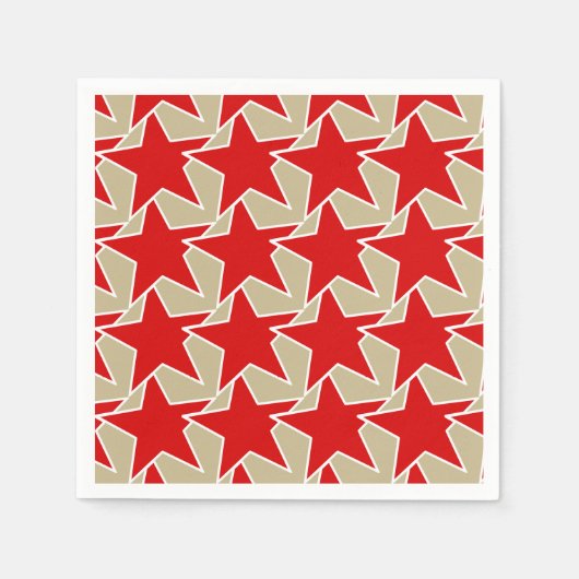 Modern Star Geometric - diep rood en taupe Servetten (Voorkant)