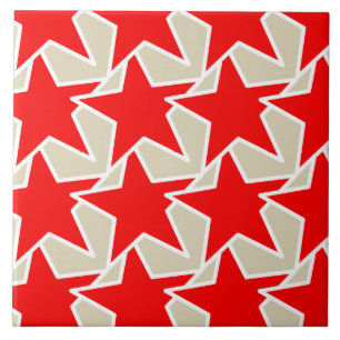 Modern Star Geometric - diep rood en taupe Tegeltje