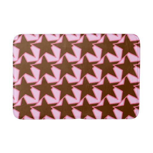 Modern Star Geometric - donkerbruin en roze Badmat (Voorkant)