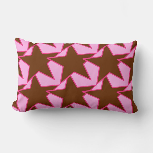 Modern Star Geometric - donkerbruin en roze Kussen (Voorkant)