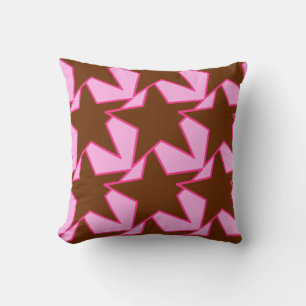 Modern Star Geometric - donkerbruin en roze Kussen
