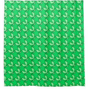 Modern Star Geometric - emerald and mint green Douchegordijn