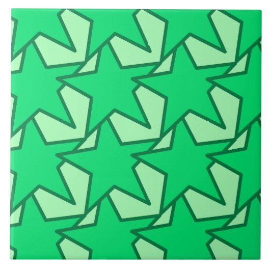 Modern Star Geometric - emerald and mint green Tegeltje (Voorkant)