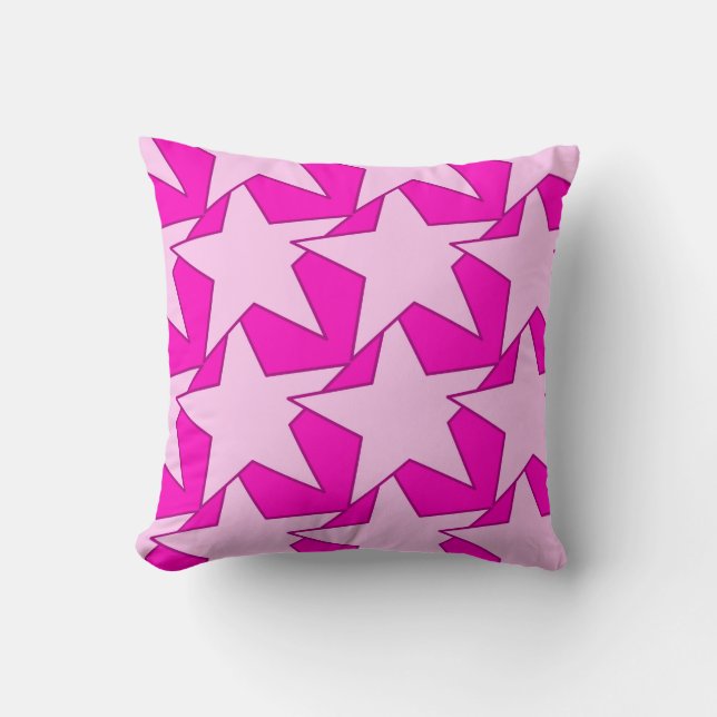 Modern Star Geometric - Fuchsia and ice roze Kussen (Voorkant)