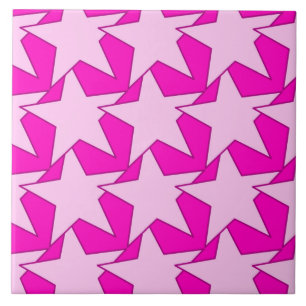 Modern Star Geometric - Fuchsia and ice roze Tegeltje