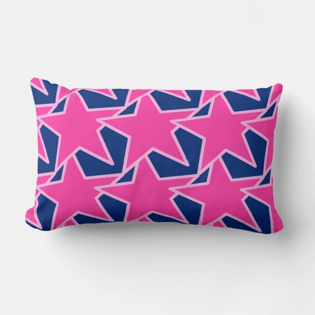 Modern Star Geometric - fuchsia roze en marine Kussen (Voorkant)