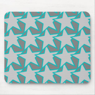Modern Star Geometric, Grey and Turquoise Muismat