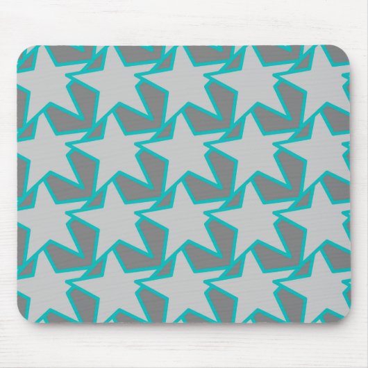Modern Star Geometric, Grey and Turquoise Muismat (Voorkant)
