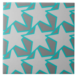 Modern Star Geometric, Grey and Turquoise Tegeltje