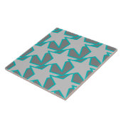 Modern Star Geometric, Grey and Turquoise Tegeltje (Zijkant)