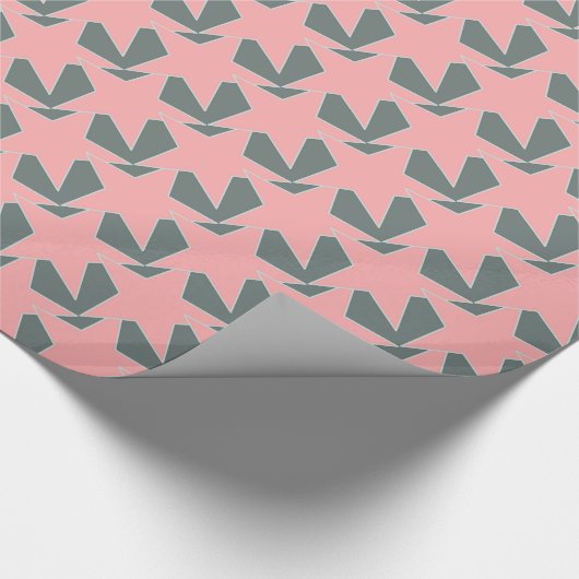 Modern Star Geometric - grijs en koraalroze Cadeaupapier (Hoek)