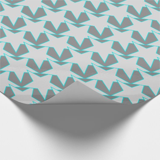 Modern Star Geometric - grijs en turquoise Cadeaupapier (Hoek)
