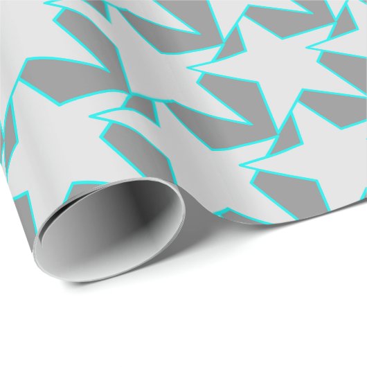 Modern Star Geometric - grijs en turquoise Cadeaupapier (Rol Hoek)
