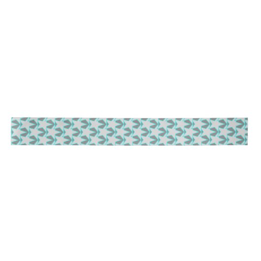 Modern Star Geometric - grijs en turquoise Satijnen Lint (Voorkant)