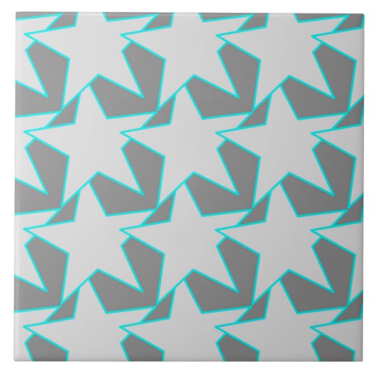 Modern Star Geometric - grijs en turquoise Tegeltje (Voorkant)